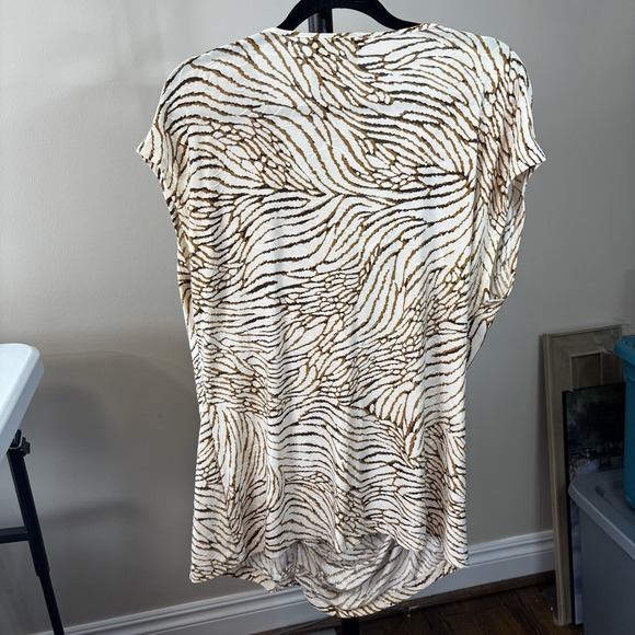 Rafaella Womens Textured Beige Top Size X-Large Cowl Neck Sleeveless Stretch - Picture 4 of 10